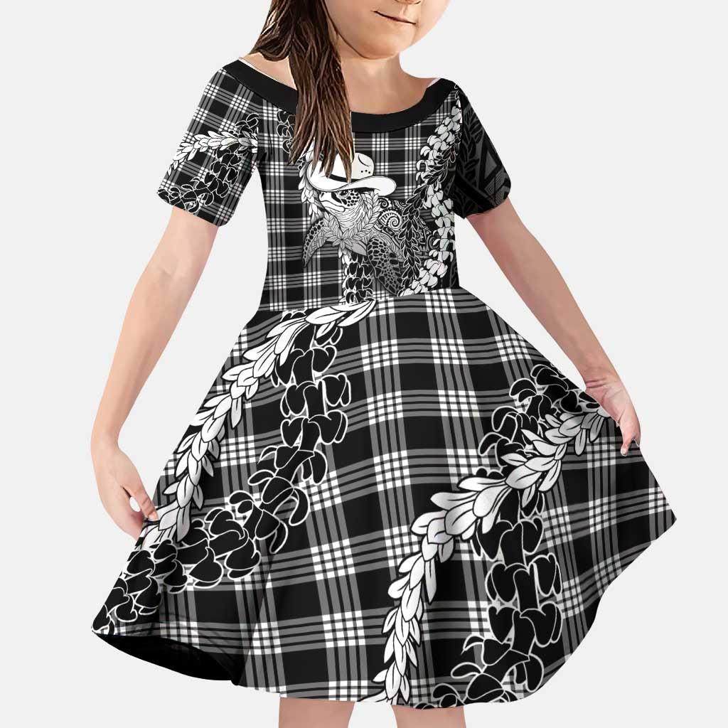 Black Hawaii Palaka Cowboy Turtle Family Matching Short Sleeve Bodycon Dress and Hawaiian Shirt Hawaiian Paniolo Puakenikeni Maile Lei