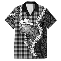 Black Hawaii Palaka Cowboy Turtle Family Matching Short Sleeve Bodycon Dress and Hawaiian Shirt Hawaiian Paniolo Puakenikeni Maile Lei