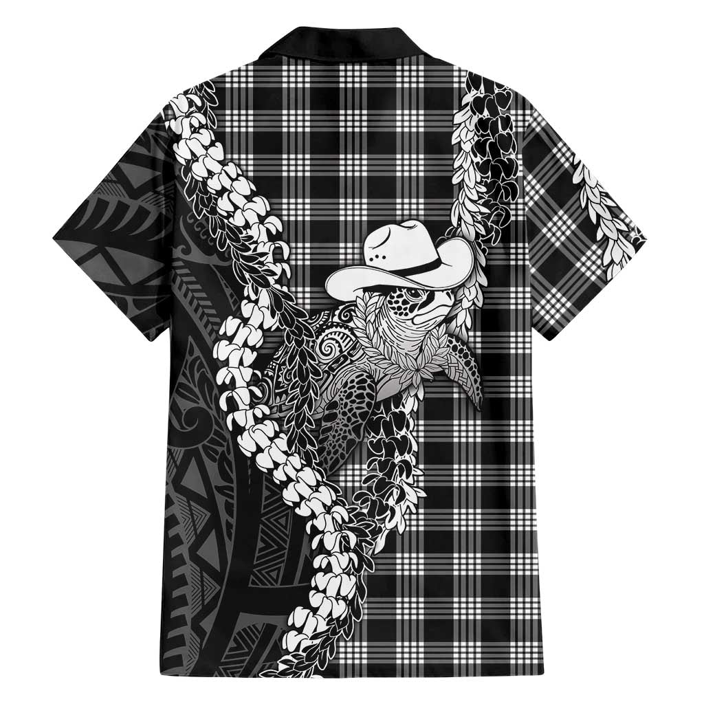 Black Hawaii Palaka Cowboy Turtle Family Matching Short Sleeve Bodycon Dress and Hawaiian Shirt Hawaiian Paniolo Puakenikeni Maile Lei