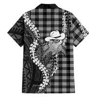Black Hawaii Palaka Cowboy Turtle Family Matching Short Sleeve Bodycon Dress and Hawaiian Shirt Hawaiian Paniolo Puakenikeni Maile Lei