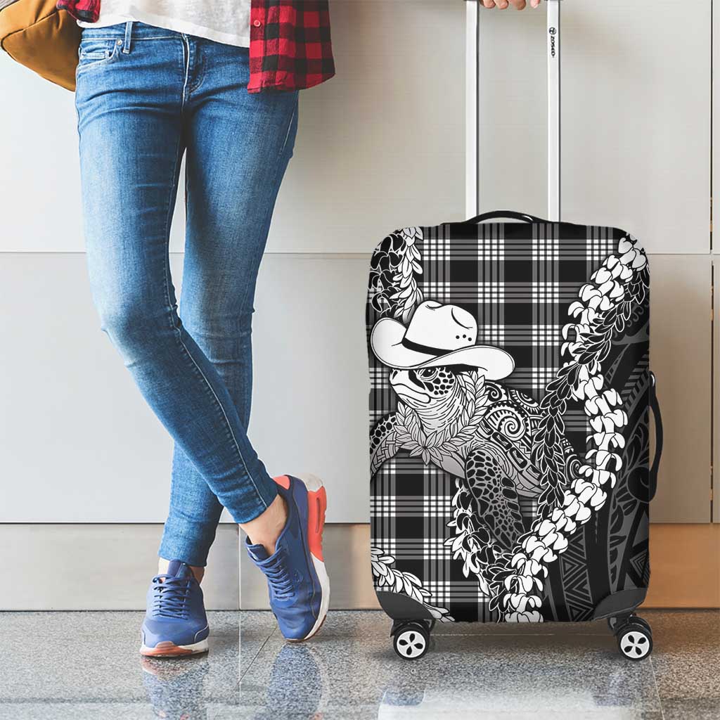 Black Hawaii Palaka Cowboy Turtle Luggage Cover Hawaiian Paniolo Puakenikeni Maile Lei