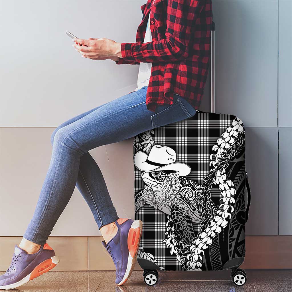 Black Hawaii Palaka Cowboy Turtle Luggage Cover Hawaiian Paniolo Puakenikeni Maile Lei