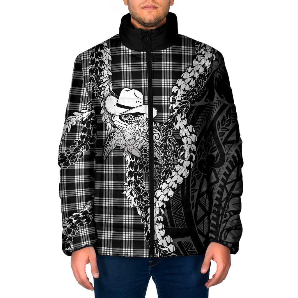 Black Hawaii Palaka Cowboy Turtle Padded Jacket Hawaiian Paniolo Puakenikeni Maile Lei DT05 Men Black - Polynesian Pride