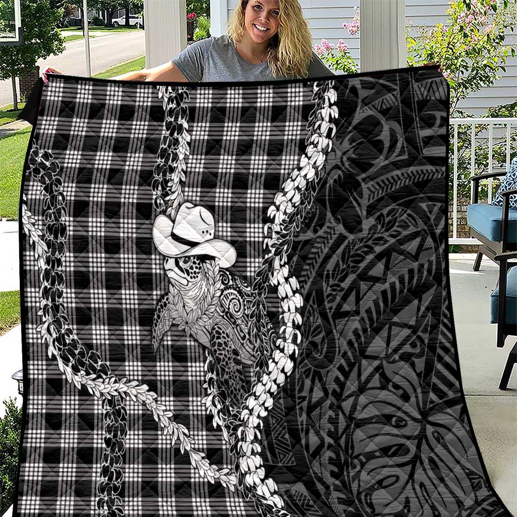 Black Hawaii Palaka Cowboy Turtle Quilt Hawaiian Paniolo Puakenikeni Maile Lei DT05 Black - Polynesian Pride