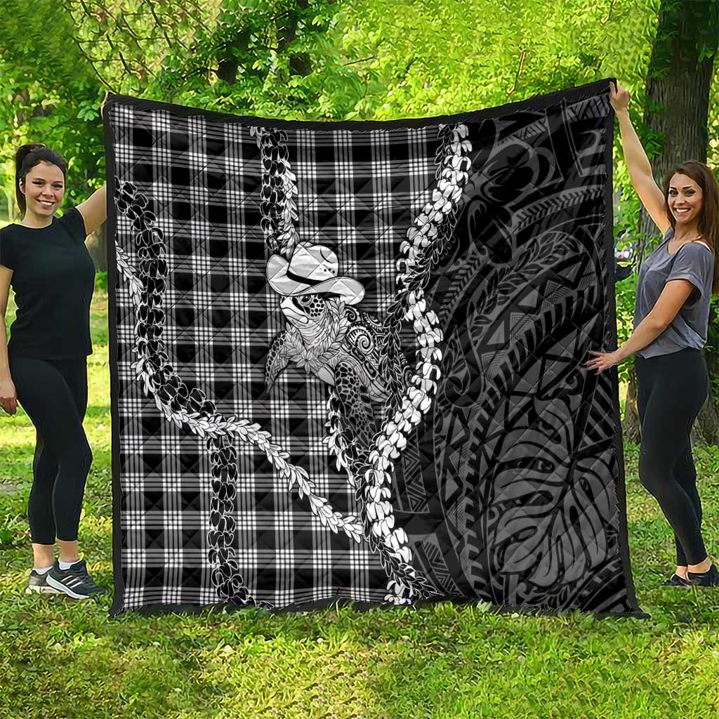 Black Hawaii Palaka Cowboy Turtle Quilt Hawaiian Paniolo Puakenikeni Maile Lei