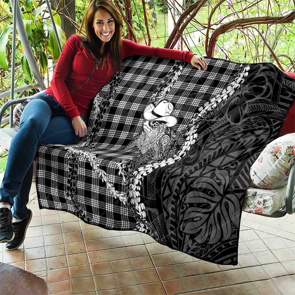 Black Hawaii Palaka Cowboy Turtle Quilt Hawaiian Paniolo Puakenikeni Maile Lei