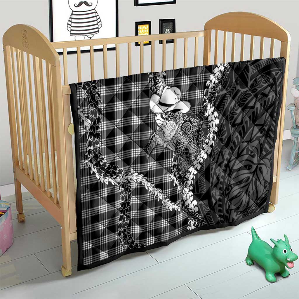 Black Hawaii Palaka Cowboy Turtle Quilt Hawaiian Paniolo Puakenikeni Maile Lei