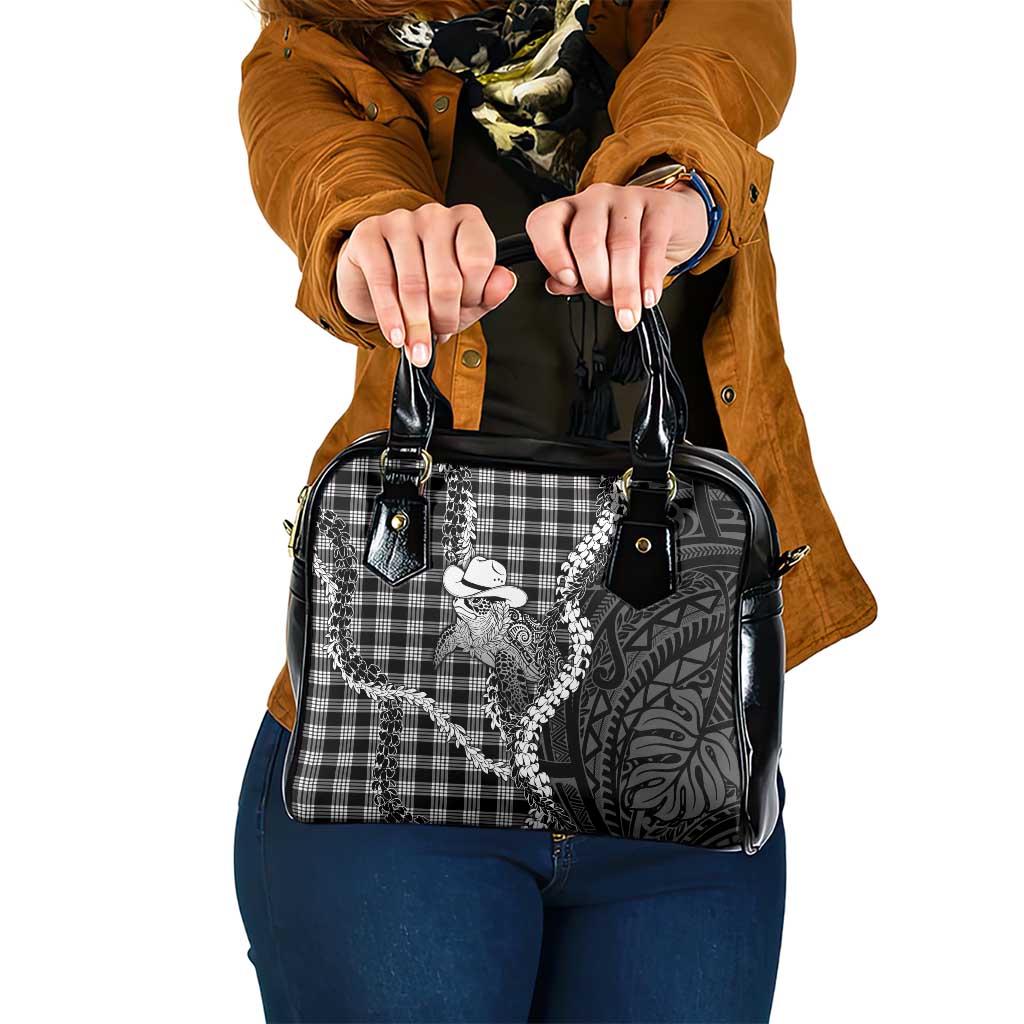 Black Hawaii Palaka Cowboy Turtle Shoulder Handbag Hawaiian Paniolo Puakenikeni Maile Lei DT05 One Size Black - Polynesian Pride