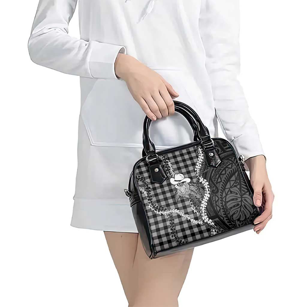 Black Hawaii Palaka Cowboy Turtle Shoulder Handbag Hawaiian Paniolo Puakenikeni Maile Lei DT05 - Polynesian Pride