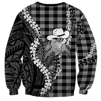 Black Hawaii Palaka Cowboy Turtle Sweatshirt Hawaiian Paniolo Puakenikeni Maile Lei DT05 - Polynesian Pride