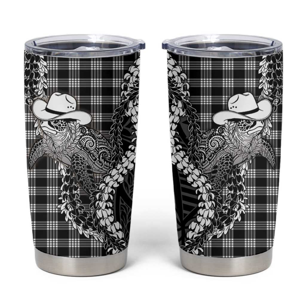 Black Hawaii Palaka Cowboy Turtle Tumbler Cup Hawaiian Paniolo Puakenikeni Maile Lei