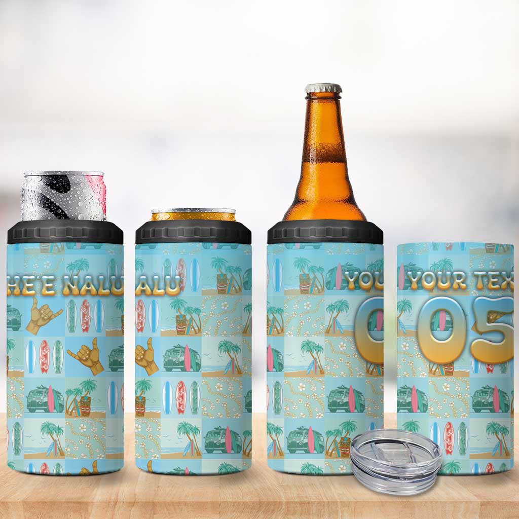 Custom Hawaii Surfing 4 in 1 Can Cooler Tumbler He'e Nalu