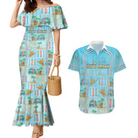 Custom Hawaii Surfing Couples Matching Mermaid Dress and Hawaiian Shirt He'e Nalu