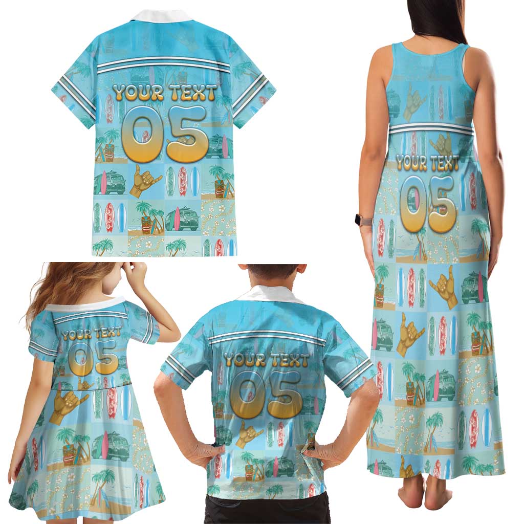 Custom Hawaii Surfing Family Matching Tank Maxi Dress and Hawaiian Shirt He'e Nalu
