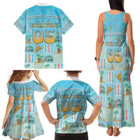 Custom Hawaii Surfing Family Matching Tank Maxi Dress and Hawaiian Shirt He'e Nalu