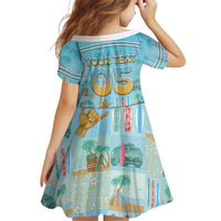 Custom Hawaii Surfing Kid Short Sleeve Dress He'e Nalu