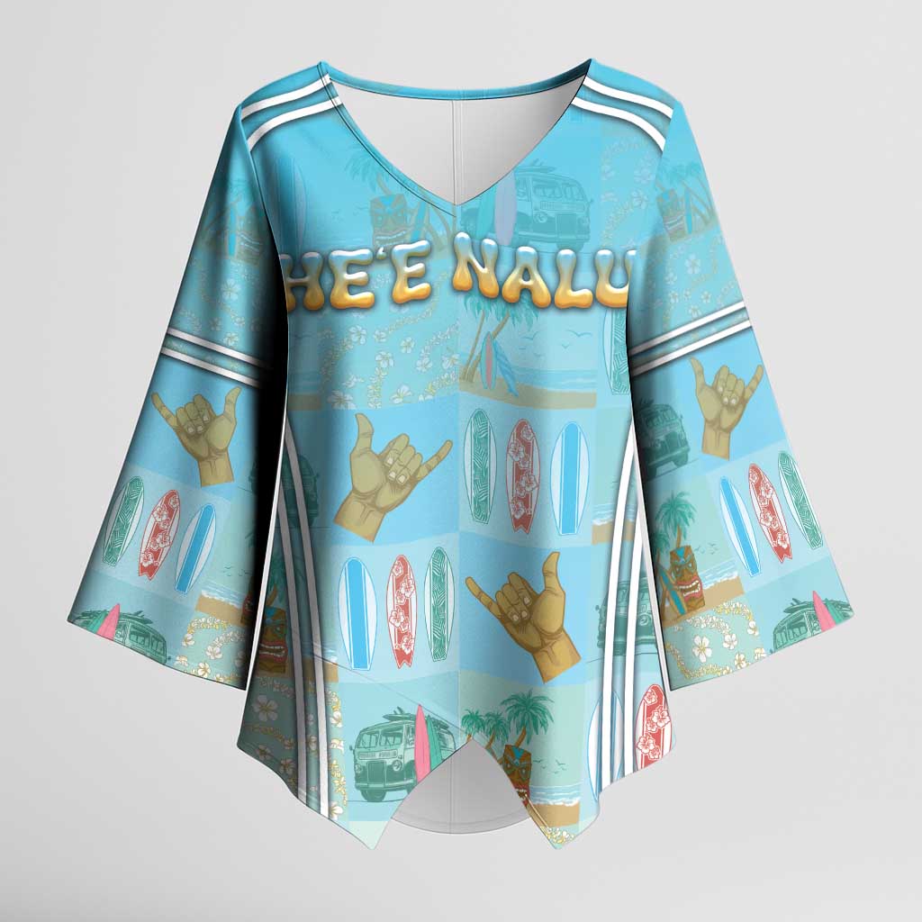 Custom Hawaii Surfing Kimono Sleeve Blouse He'e Nalu