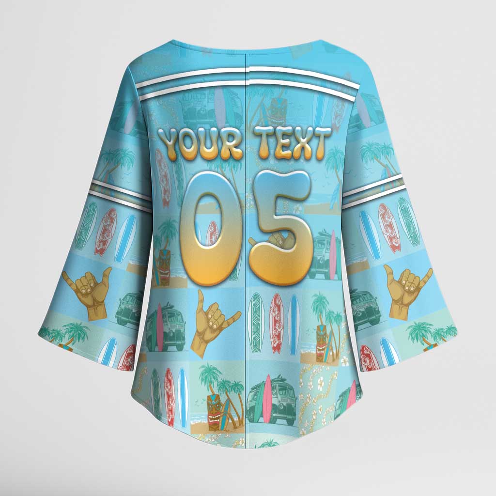 Custom Hawaii Surfing Kimono Sleeve Blouse He'e Nalu