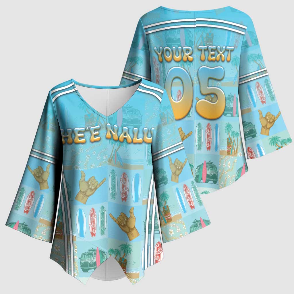 Custom Hawaii Surfing Kimono Sleeve Blouse He'e Nalu