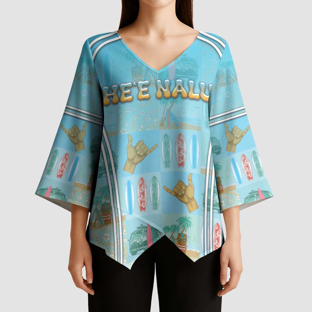 Custom Hawaii Surfing Kimono Sleeve Blouse He'e Nalu