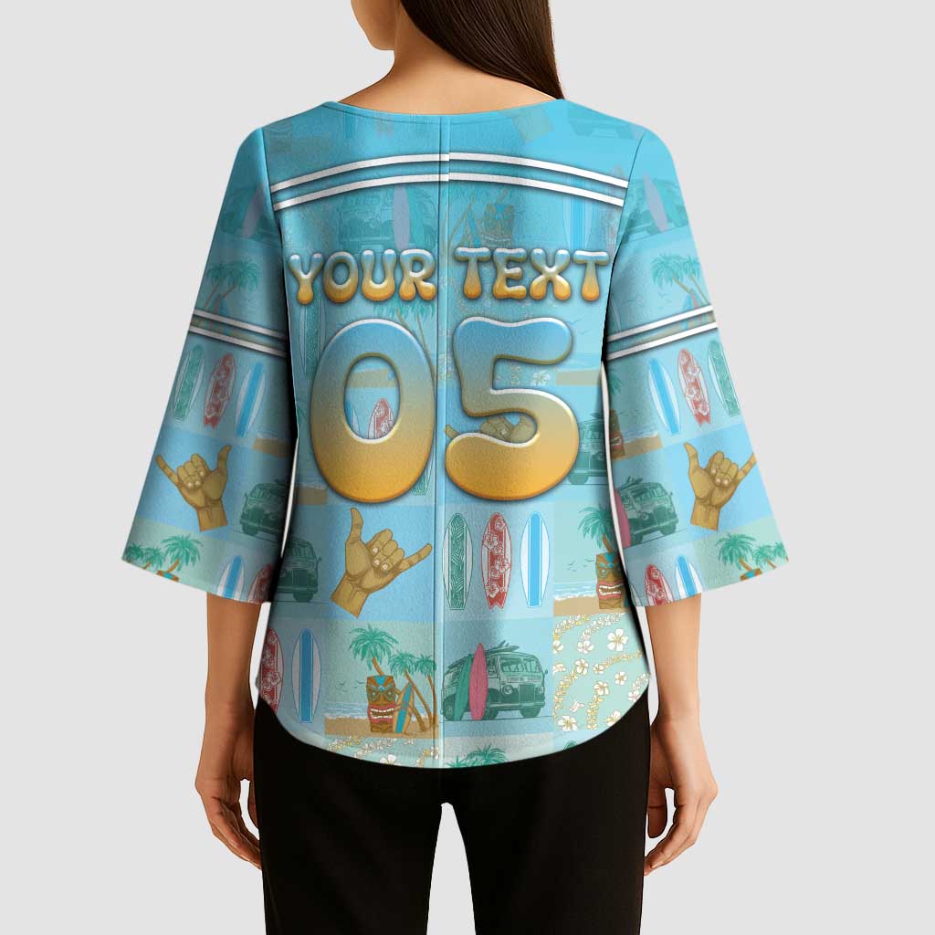 Custom Hawaii Surfing Kimono Sleeve Blouse He'e Nalu