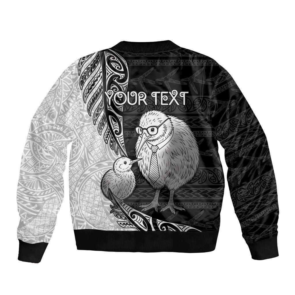 Personalised New Zealand Father's Day Bomber Jacket Papa Kiwi Bird Tribal Pattern DT05 - Polynesian Pride