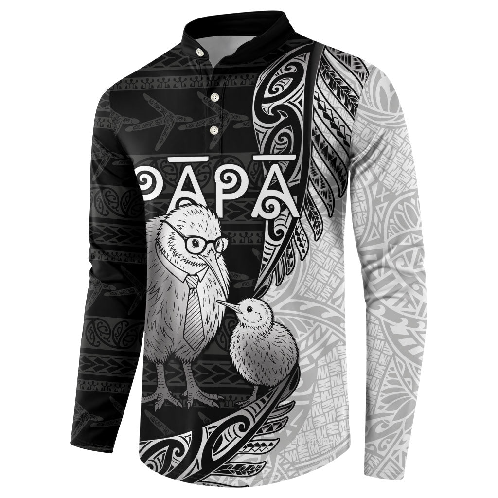 Personalised New Zealand Father's Day Button Sweatshirt Papa Kiwi Bird Tribal Pattern DT05 - Polynesian Pride