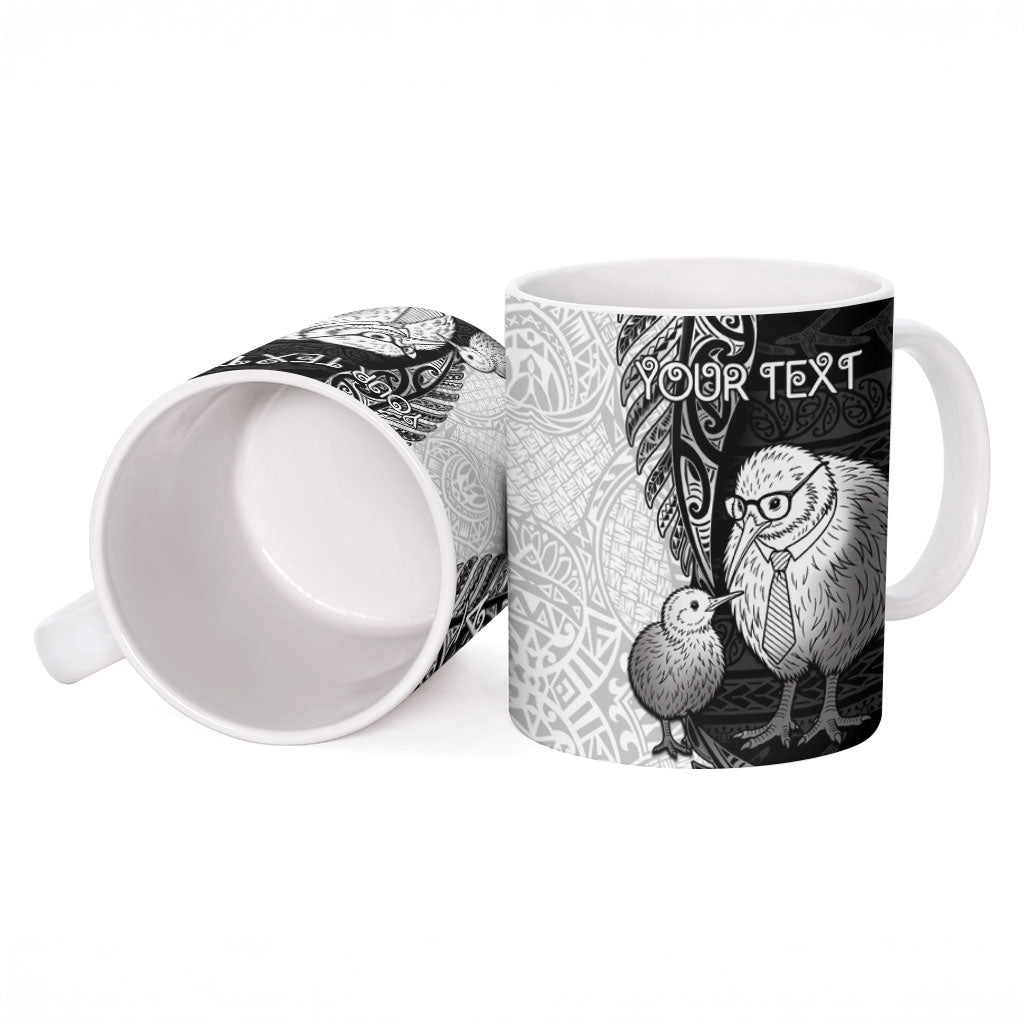 Personalised New Zealand Father's Day Ceramic Mug Papa Kiwi Bird Tribal Pattern DT05 - Polynesian Pride