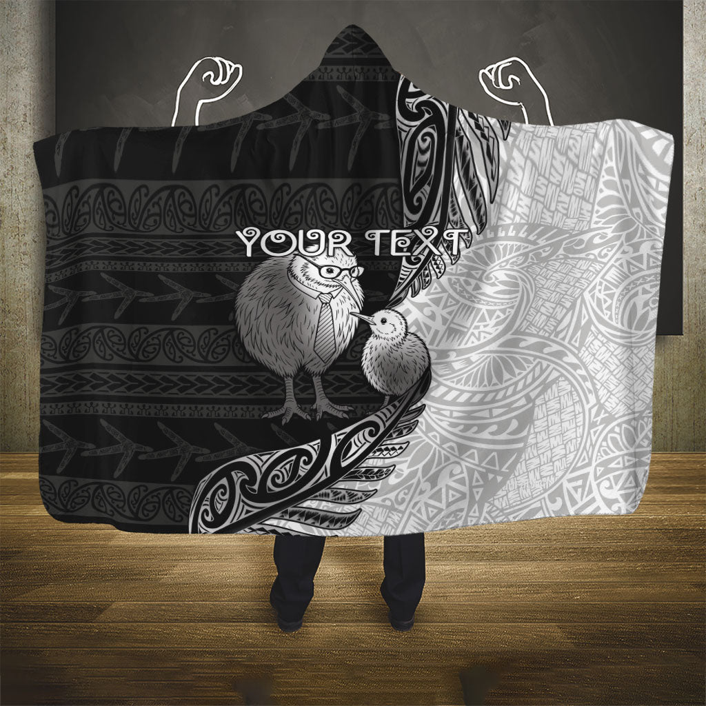 Personalised New Zealand Father's Day Hooded Blanket Papa Kiwi Bird Tribal Pattern DT05 - Polynesian Pride
