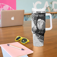 Personalised New Zealand Father's Day Tumbler With Handle Papa Kiwi Bird Tribal Pattern DT05 - Polynesian Pride