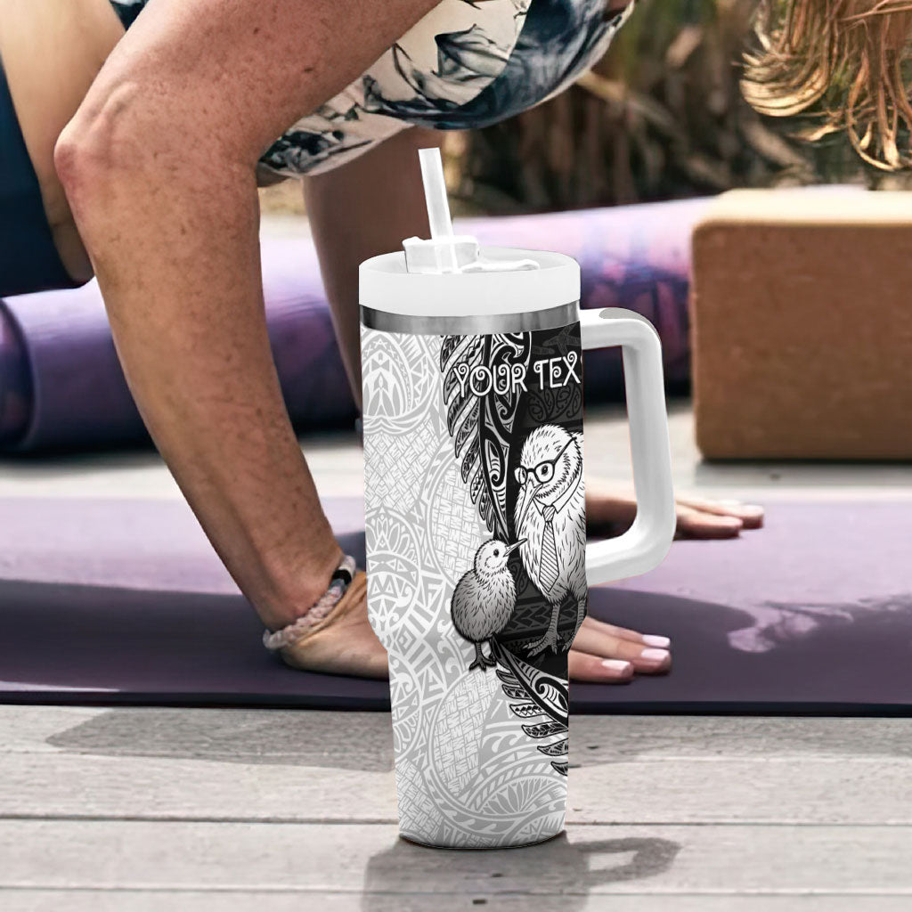 Personalised New Zealand Father's Day Tumbler With Handle Papa Kiwi Bird Tribal Pattern DT05 - Polynesian Pride