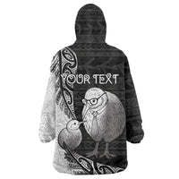 Personalised New Zealand Father's Day Wearable Blanket Hoodie Papa Kiwi Bird Tribal Pattern DT05 - Polynesian Pride