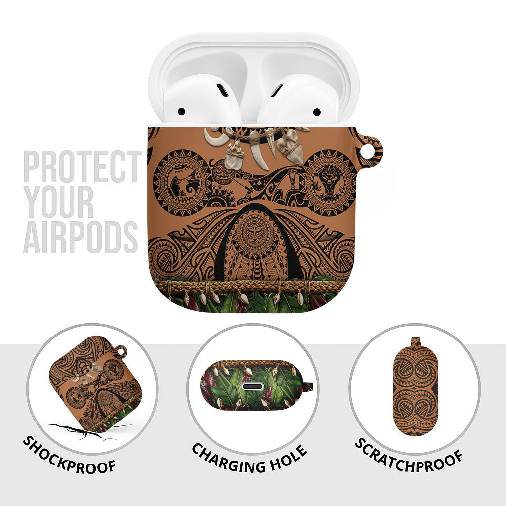 Polynesia Maui Tattoo Inspired AirPods Case Tropical Leaf Skirt Costume