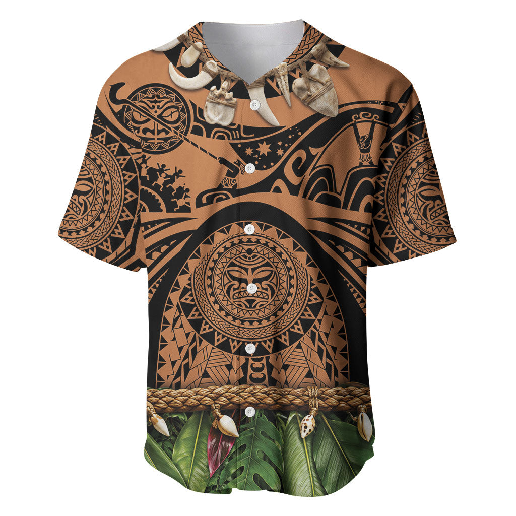 Polynesia Maui Tattoo Inspired Baseball Jersey Tropical Leaf Skirt Costume