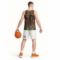 Polynesia Maui Tattoo Inspired Basketball Jersey Tropical Leaf Skirt Costume