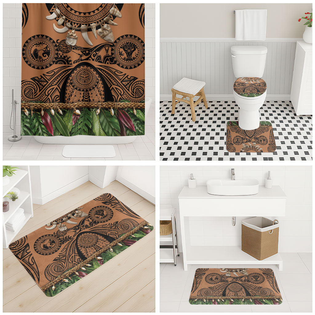 Polynesia Maui Tattoo Inspired Bathroom Set Tropical Leaf Skirt Costume