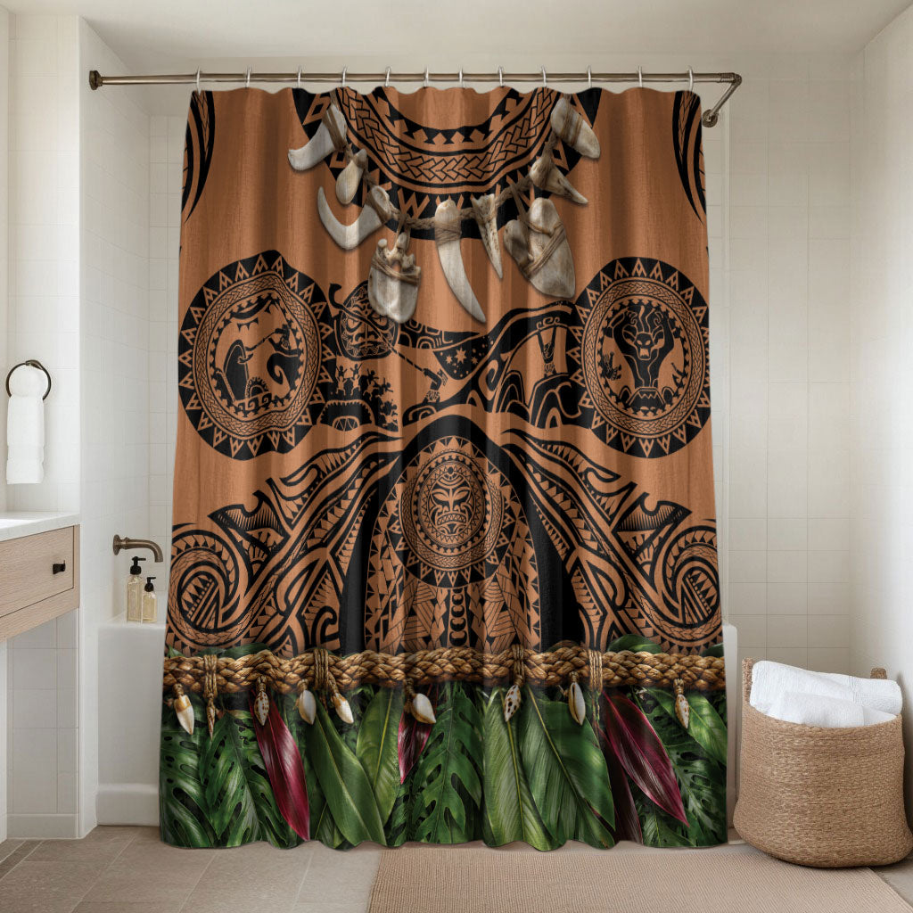 Polynesia Maui Tattoo Inspired Bathroom Set Tropical Leaf Skirt Costume