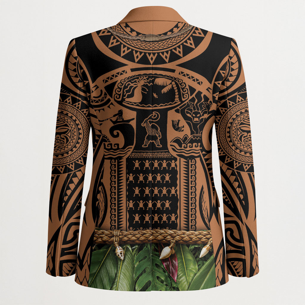 Polynesia Maui Tattoo Inspired Blazer Tropical Leaf Skirt Costume