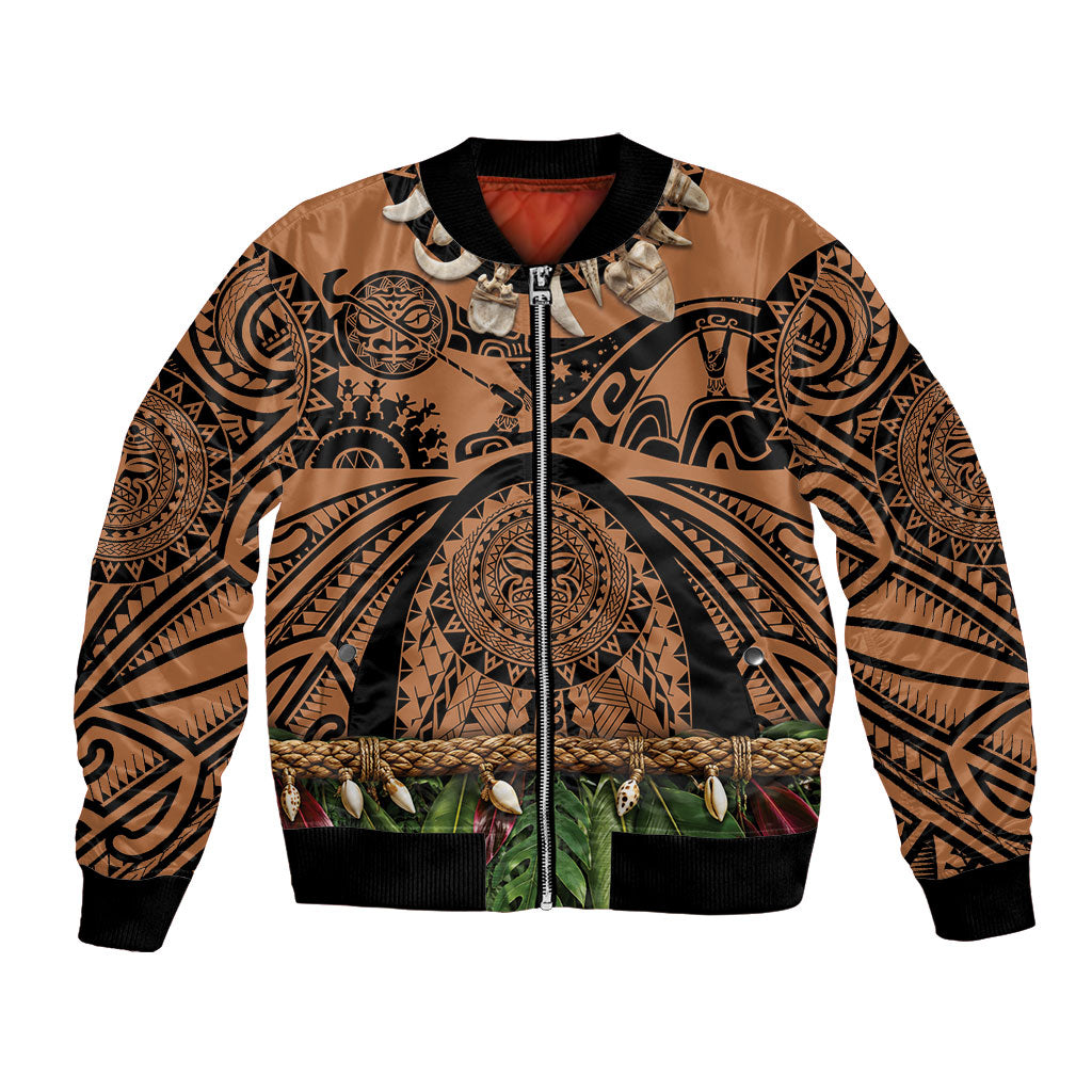 Polynesia Maui Tattoo Inspired Bomber Jacket Tropical Leaf Skirt Costume