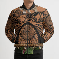 Polynesia Maui Tattoo Inspired Bomber Puffer Jacket Tropical Leaf Skirt Costume