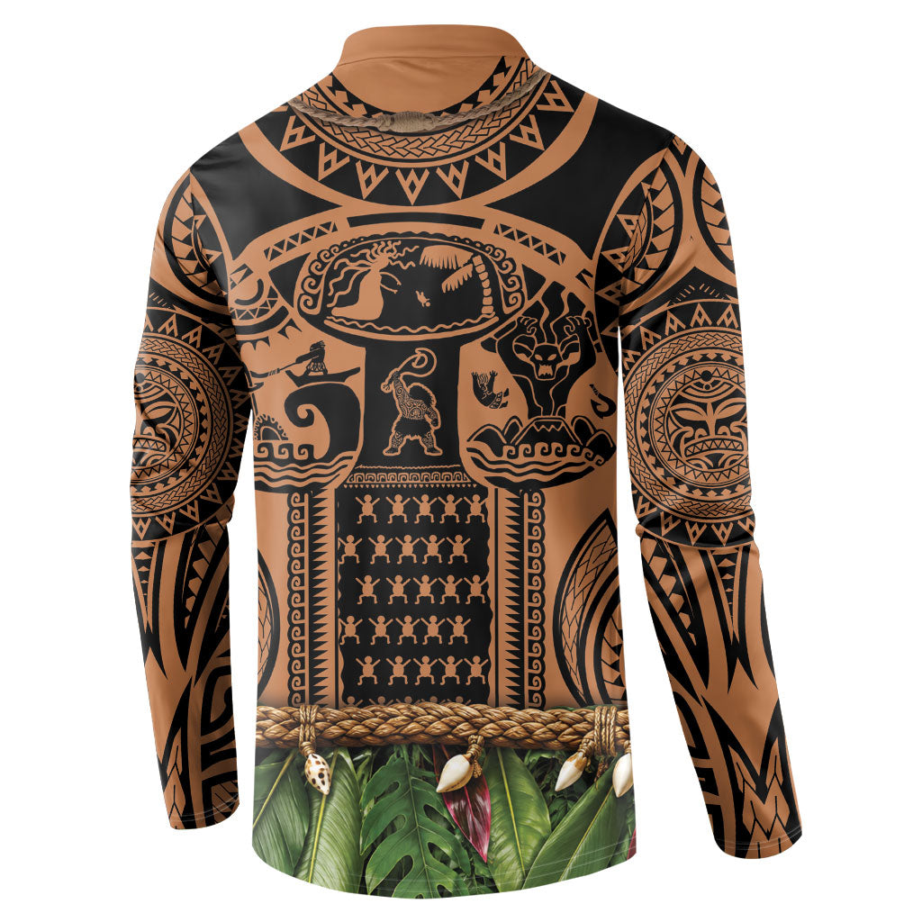 Polynesia Maui Tattoo Inspired Button Sweatshirt Tropical Leaf Skirt Costume
