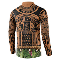 Polynesia Maui Tattoo Inspired Button Sweatshirt Tropical Leaf Skirt Costume