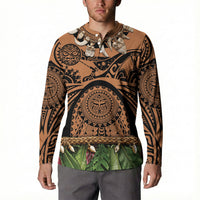 Polynesia Maui Tattoo Inspired Button Sweatshirt Tropical Leaf Skirt Costume