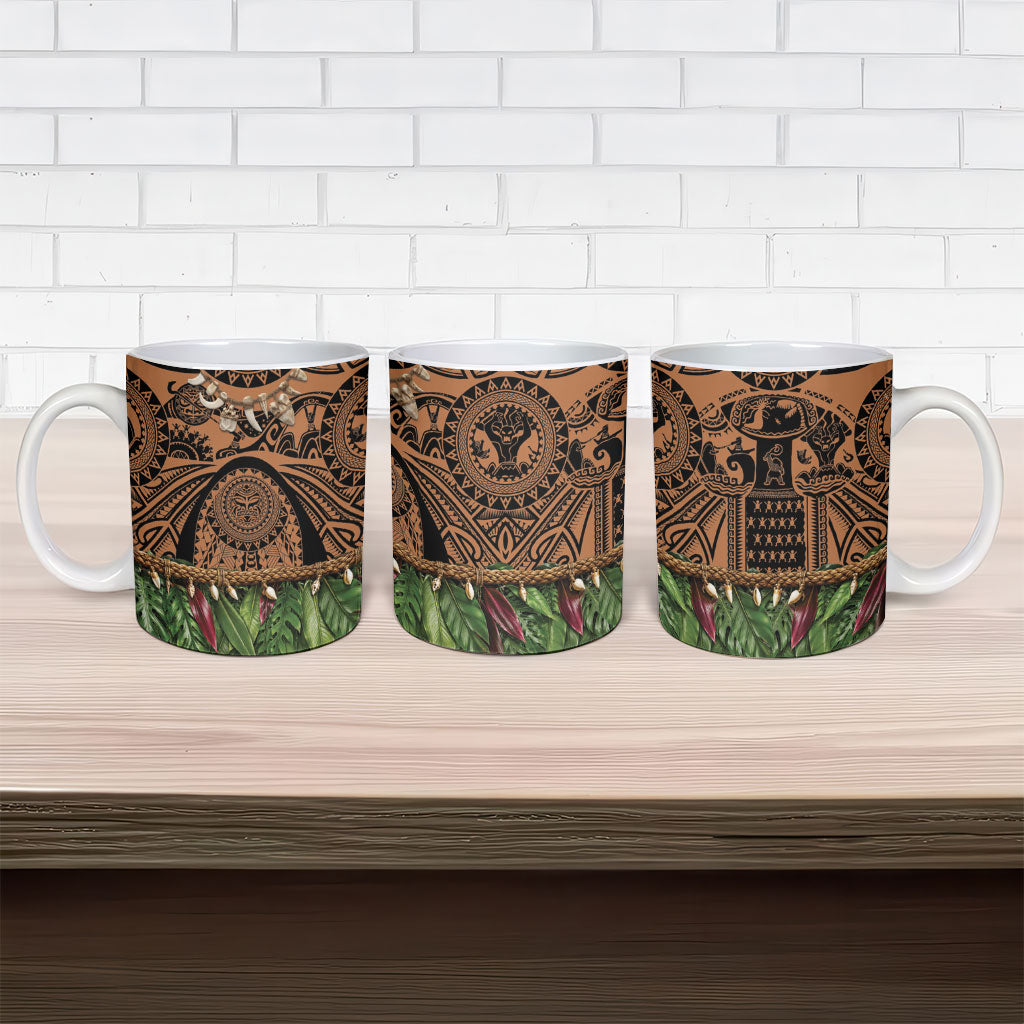 Polynesia Maui Tattoo Inspired Ceramic Mug Tropical Leaf Skirt Costume