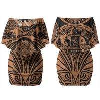 Polynesia Maui Tattoo Inspired Family Matching Off Shoulder Short Dress and Hawaiian Shirt Tropical Leaf Skirt Costume