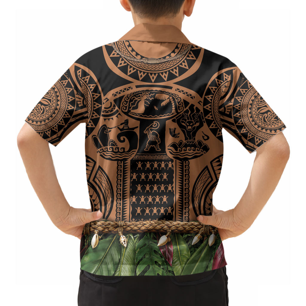 Polynesia Maui Tattoo Inspired Hawaiian Shirt Tropical Leaf Skirt Costume