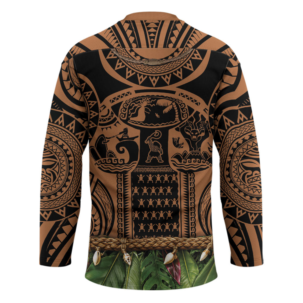 Polynesia Maui Tattoo Inspired Hockey Jersey Tropical Leaf Skirt Costume