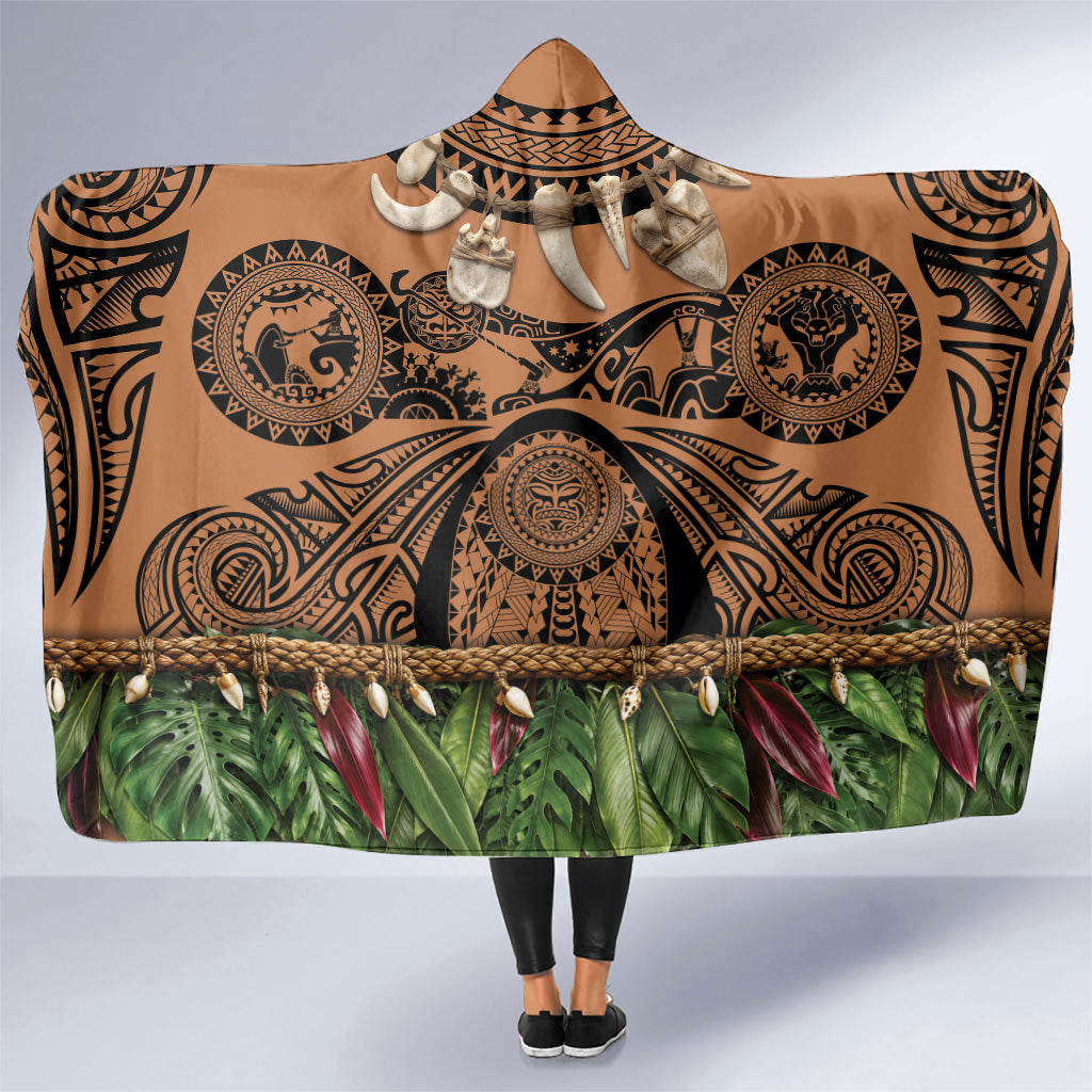 Polynesia Maui Tattoo Inspired Hooded Blanket Tropical Leaf Skirt Costume