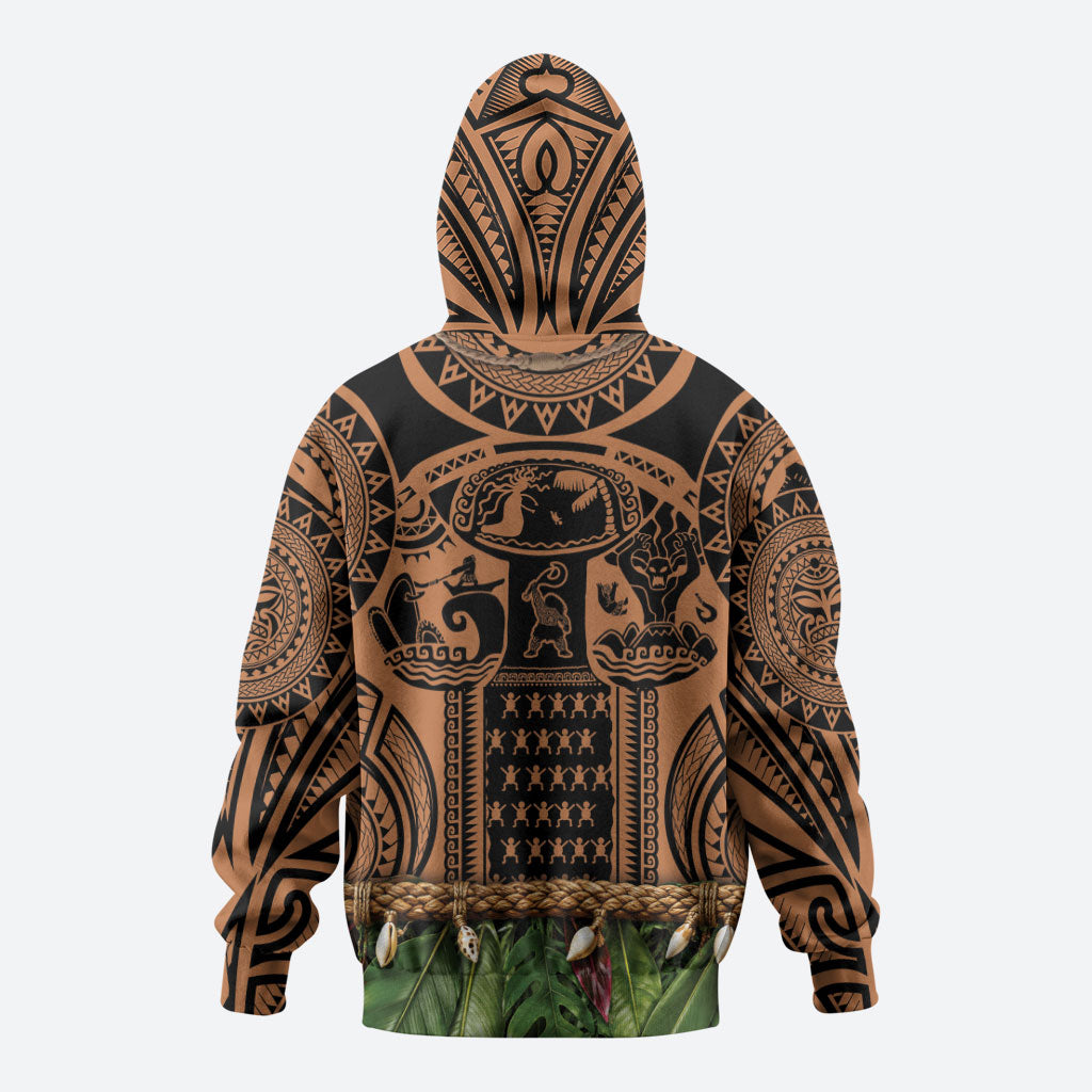 Polynesia Maui Tattoo Inspired Hoodie Tropical Leaf Skirt Costume