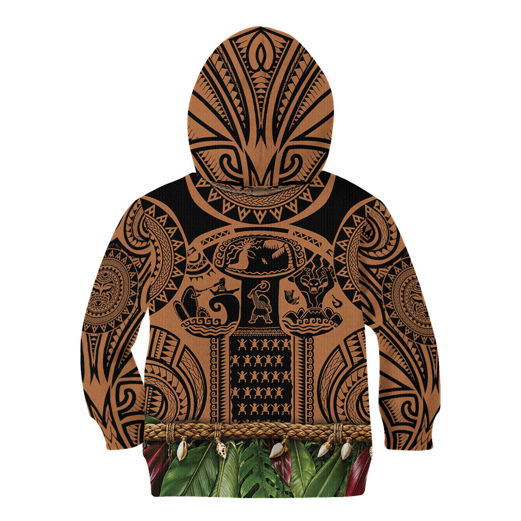 Polynesia Maui Tattoo Inspired Kid Hoodie Tropical Leaf Skirt Costume